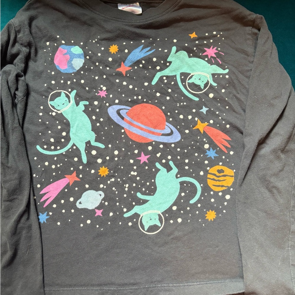 Hanna Andersson Cosmic Cats Long Sleeve Tee - Black
